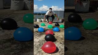 The balloon man jumps onto water balloons wonderfully funny balloon gaming challenge water [upl. by Cos]