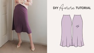 DIY Aurora Bias Midi Skirt  How to Make a Silk Skirt  Sewing Pattern [upl. by Alica]