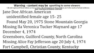 Jane Doe African American unidentified female age 1525 found May 20 1975 Stone Mountain Georgia [upl. by Arretak]