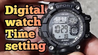 how to setting time date on digital watch  digital watch time adjust [upl. by Soane]