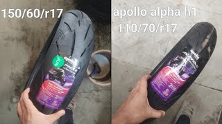 Apollo alpha h1🔥 15060R17 Apollo alpha h1 11070R17 Apollo alpha h1 tyres installed on my mt15v2 [upl. by Mcarthur]