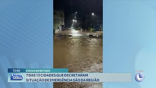 Chuvas no Estado 7 das 13 Cidades que Decretaram Situação de Emergência são da Região [upl. by Pacificia]