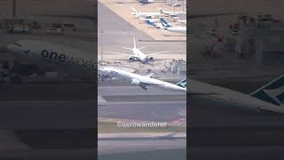 CATHAY PACIFIC B777300ER takeoff at Hong Kong Airport shorts aviation b777 takeoff hongkong [upl. by Sirrad]