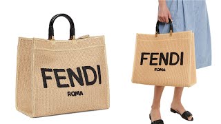 Fendi Roma bag Sunshine Shopper woven raffia tote Color Beige [upl. by Batholomew]