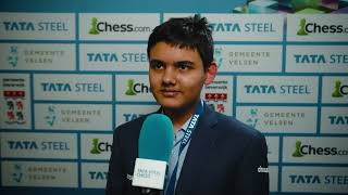 Abhimanyu Mishra Post Round 1 Interview  Tata Steel Chess Tournament 2023 [upl. by Norward]