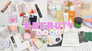 KBEAUTY HAUL🎀 600 worth of makeup amp skincare  GIVEAWAY✨ft Olive YoungYesStyle StyleKoreanGail [upl. by Kcid543]