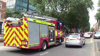 London Fire Brigade  Euston DPL A231 responding past Euston Fire Station [upl. by Analihp]