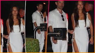 Tobey Maguire 49 sparks dating rumors with model Lily Chee 20 at Michael Rubins white [upl. by Barbi]