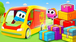 Leo the truck delivers parcels in a delivery truck for kids New season Car cartoons for kids [upl. by Ellenahs]