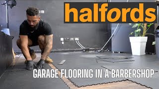 Halfords Interlocking Garage Floor Tiles In A Barbershop Install [upl. by Tizes]