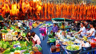 Cambodian Street Food Market Tour 2024  Street Food Compilation Grilled Meat Dinner Vegetable [upl. by Kcirddor]