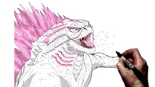 How To Draw Godzilla Evolved  Step By Step  GxK New Empire [upl. by Larsen]