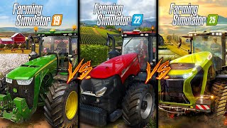 FARMING SIMULATOR 19 vs 22 vs 25 COMPARISON [upl. by Eleazar]