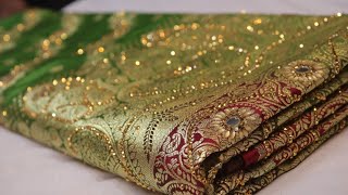 ARNG2691 “The Henna Green” Vol 2 Premium Banarasi Bridal SareeSilkAcrylic StonesGolden Zari [upl. by Middleton]