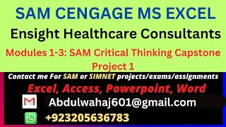 Module 13 SAM Critical Thinking Capstone Project 1c Cengage Excel Ensight Healthcare Consultants [upl. by Iveksarap]