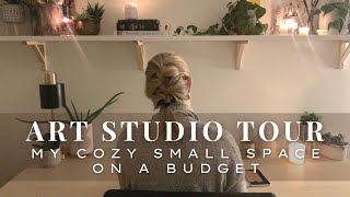 Art Studio Tour 🎨 How I Set Up and Organized my Small Cozy Minimalist Home Studio on a Budget [upl. by Adikram]