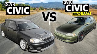 throtls RWD K20 Turbo Civic vs FWD B18 Supercharged Civic Which is better [upl. by Jolynn]