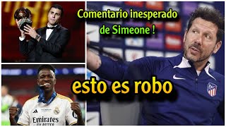 ¡Un comentario inesperado de Simeone después de que Vinicius Junior perdiera el Balón de Oro [upl. by Salokin]