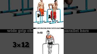 How to do wide grip chest dip on high parallel bars motivation bodybuilding 6abs workoutabs [upl. by Yasnyl]