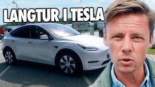 Punkterer elbilsmyter på langtur i Danmarks MEST solgte bil – Tesla Model Y [upl. by Rider]