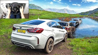 BMW X6 OFFROAD CONVOY  Forza Horizon 4 Steering Wheel  Shifter Gameplay [upl. by Ranna691]