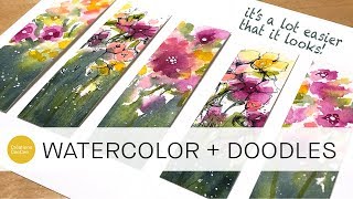 how to paint and doodle loose florals  minimize paper buckling beginner level [upl. by Suanne]