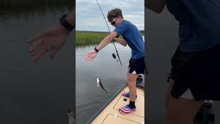 Bare Hook Catchboat fishing gheenoe troutfyp viralvideo fy views cool saltwater fun [upl. by Enyr928]