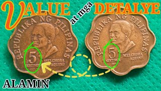 Philippine old coins 5 Sentimos Melchora Aquino 1980 amp 1981  Value at mga detalye alamin oldcoins [upl. by Airotal155]