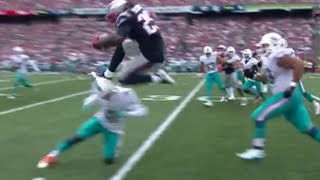 Patriots RB LeGarrette Blount FLIES over Dolphins CB Byron Maxwell [upl. by Rothwell]