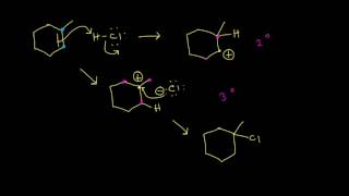 Hydrohalogenation  Alkenes and Alkynes  Organic chemistry  Khan Academy [upl. by Aceber]