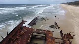 Australia  Maheno Wreck Fraser Island Drone Footage 4K [upl. by Nickolaus]