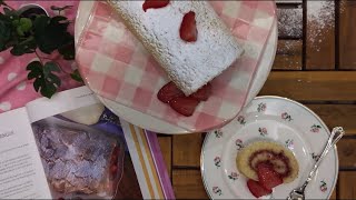 Strawberry Swiss roll recipe سويس رول الفراولة🍓❤️ [upl. by Tiebout755]