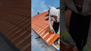 Installation process of ceramic glazed tiles on steel structure roof [upl. by Nahttam589]