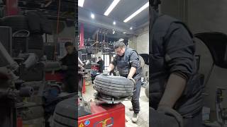 Installing a tire by hand process 🛞 [upl. by Casia]