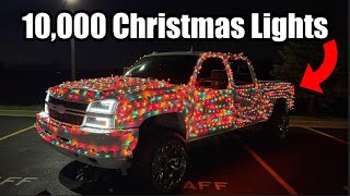 Wrapping My Truck In 10000 Christmas Lights How To [upl. by Nesyrb]