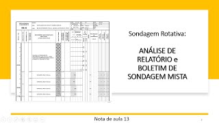 Videoaula 13  Sondagem Rotativa Analise de Boletem de sondagem [upl. by Jahdiel515]