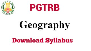 PG TRB Geography Syllabus Download Pdf [upl. by Doownil633]