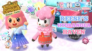 Reese’s Hydrangea Haven Garden Event 🌺  Animal Crossing Pocket Camp [upl. by Haimrej]