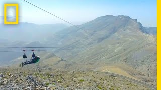 Ride the World’s Longest Zipline in the UAE  National Geographic [upl. by Eceirahs]