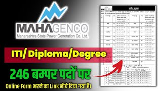 246 पदों पर भर्ती आयी  MAHAGENCO Recruitment 2024  Mahagenco Vacancy 2024  Mahagenco apprentice [upl. by Taddeo]