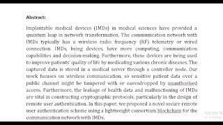 LA IMDCN A Lightweight Authentication Scheme With Smart Contract in Implantable Medical Device Commu [upl. by Myna]