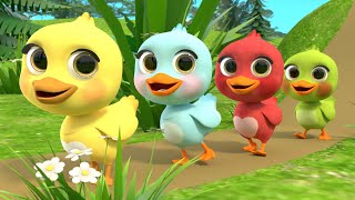 5 Little Rainbow Ducklings  New Nursery Rhymes amp Simple Songs [upl. by Ioj]