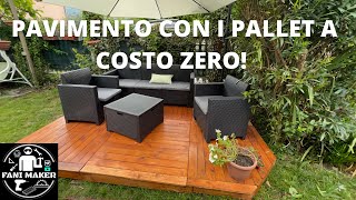 Ho fatto un pavimento coi bancali a costo ZERO Patio di pallet per il giardino  DIY pallet deck [upl. by Airamana]