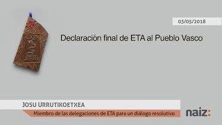 Comunicado de ETA que anuncia su disolución leído por Josu Ternera [upl. by Cyndy]