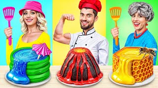 Me vs Grandma vs Chef Cooking Challenge Cake Decorating Crazy Experiments by MEGA GAME [upl. by Vedetta917]