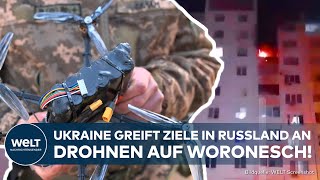 PUTINS KRIEG Ukraine greift Ziele in Russland an  Drohnen auf Woronesch [upl. by Etnaed]