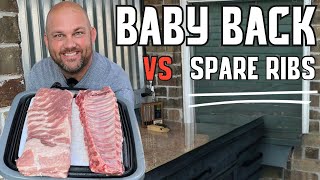 Baby Back Ribs vs Spare Ribs  Kamado Joe Konnected Joe Rib Battle [upl. by Nnuahs]