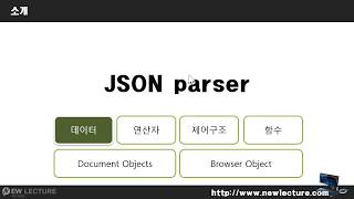 자바스크립트 amp DOM for VanillaJS 프로그래밍 11강  JSON 파서를 이용한 파싱 [upl. by Nosahc]