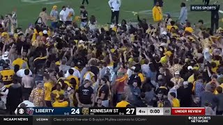 winless Kennesaw State UPSETS Liberty and fans storm the field before the game is over [upl. by Laddie736]