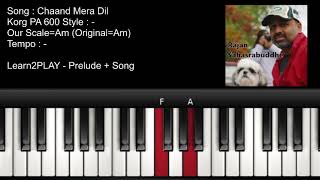 Chand Mera Dil  Piano Tutorial with Music  Slow Play  Easy Piano [upl. by Ulah]